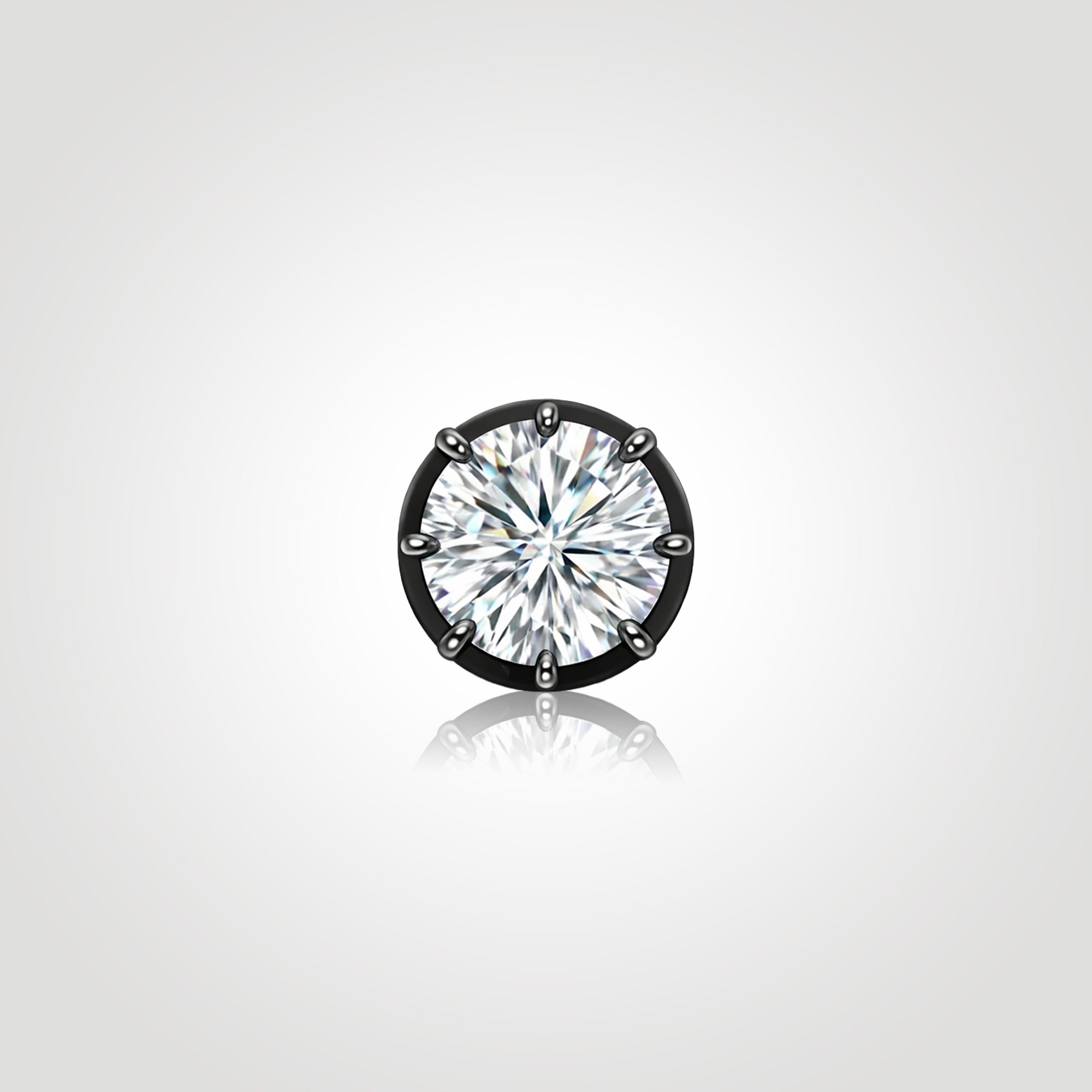 black gold diamond stud earring for men front view 1ct round brilliant lab grown diamond six prong setting clean minimal design