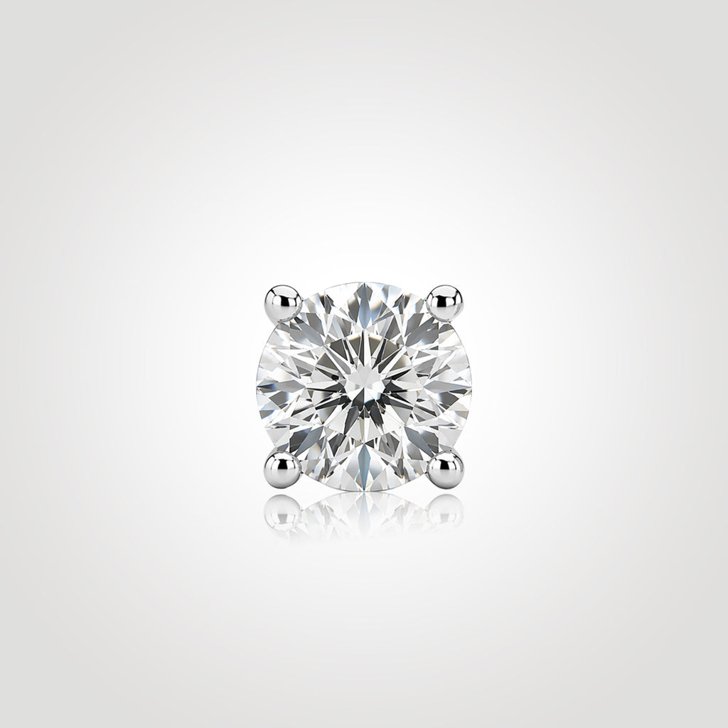 mens round diamond stud earring 1ct lab diamond white gold classic four prong high sparkle minimalist