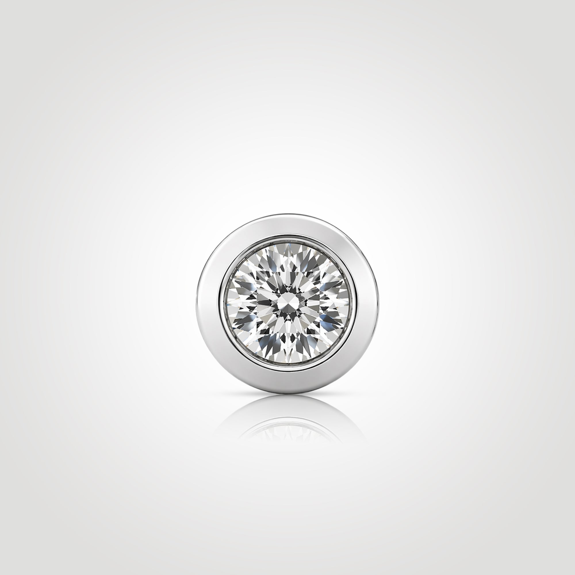 wide bezel diamond stud earring for men front view white gold 1ct round lab diamond bold modern design larger look