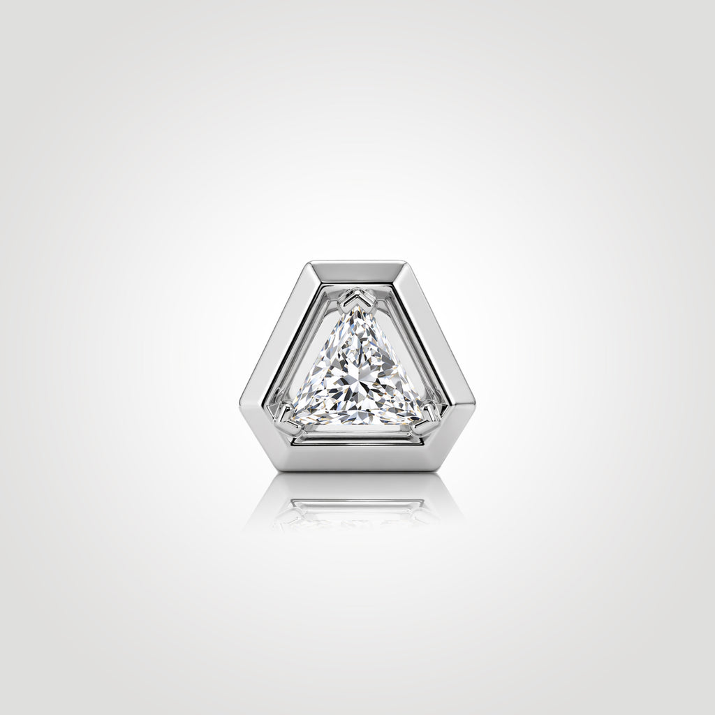 mens trillion cut diamond stud earring white gold triangle lab diamond geometric modern minimalist statement