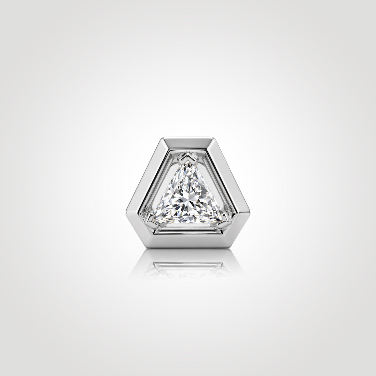 mens trillion cut diamond stud earring white gold triangle lab diamond geometric modern minimalist statement