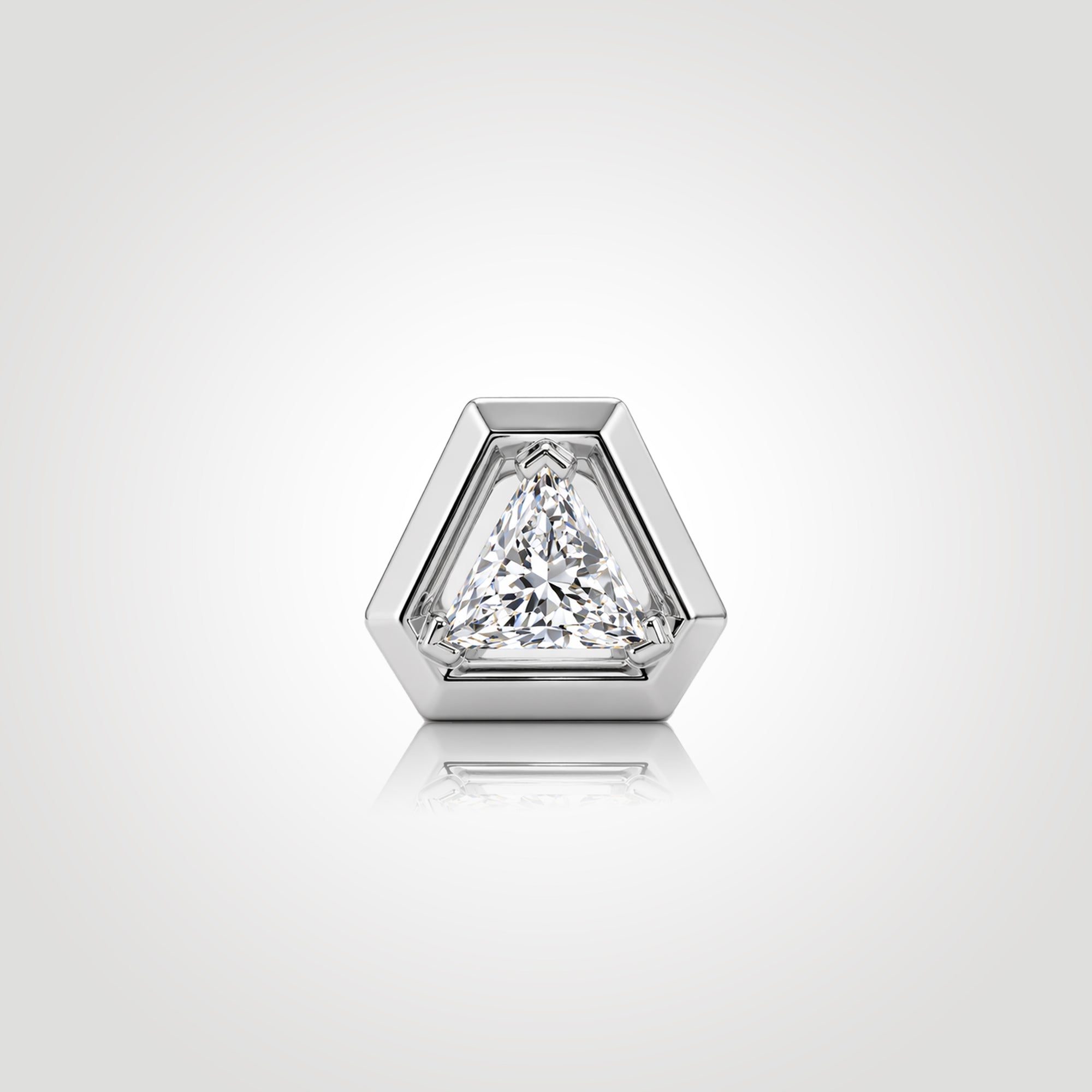 mens trillion cut diamond stud earring white gold triangle lab diamond geometric modern minimalist statement