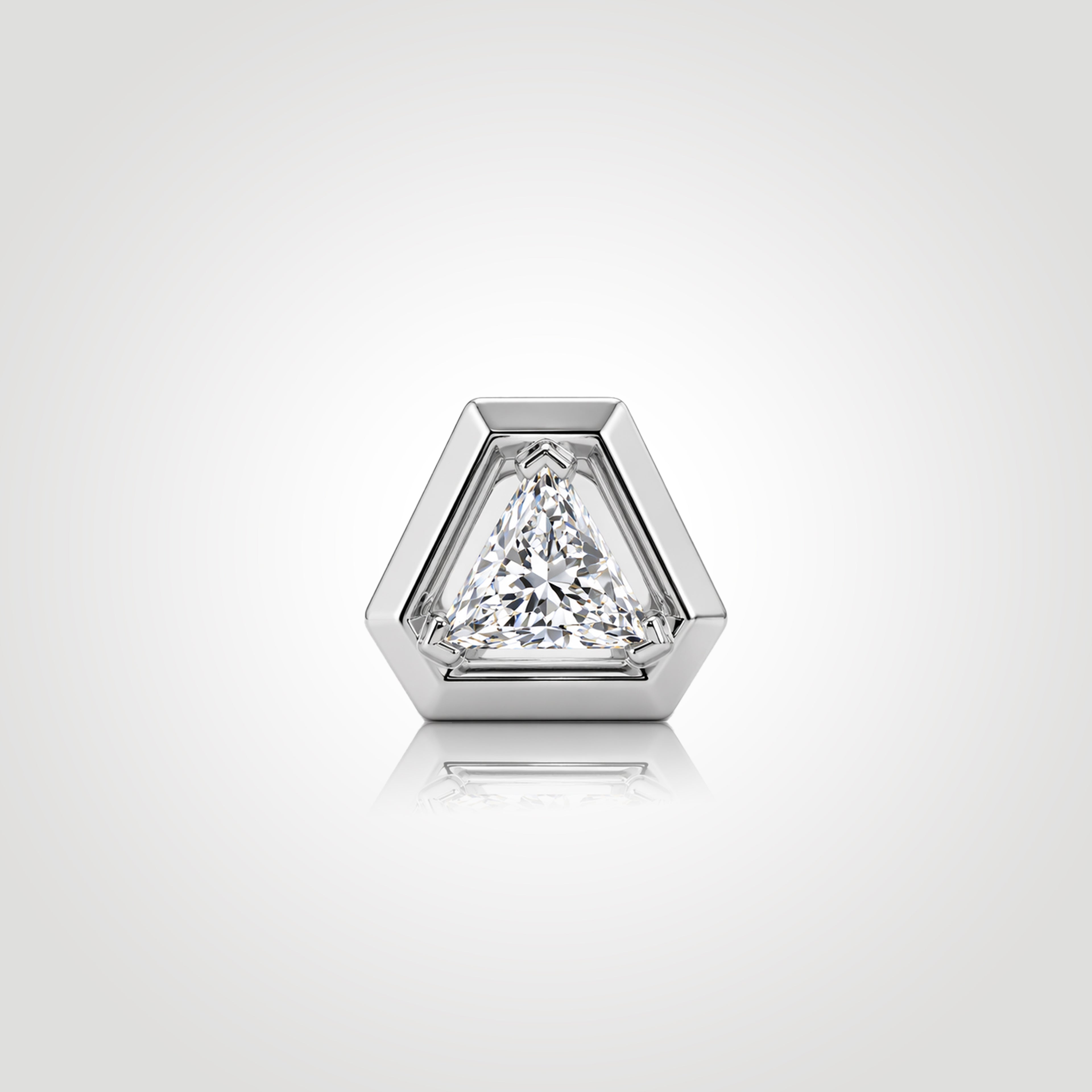 mens trillion cut diamond stud earring white gold triangle lab diamond geometric modern minimalist statement