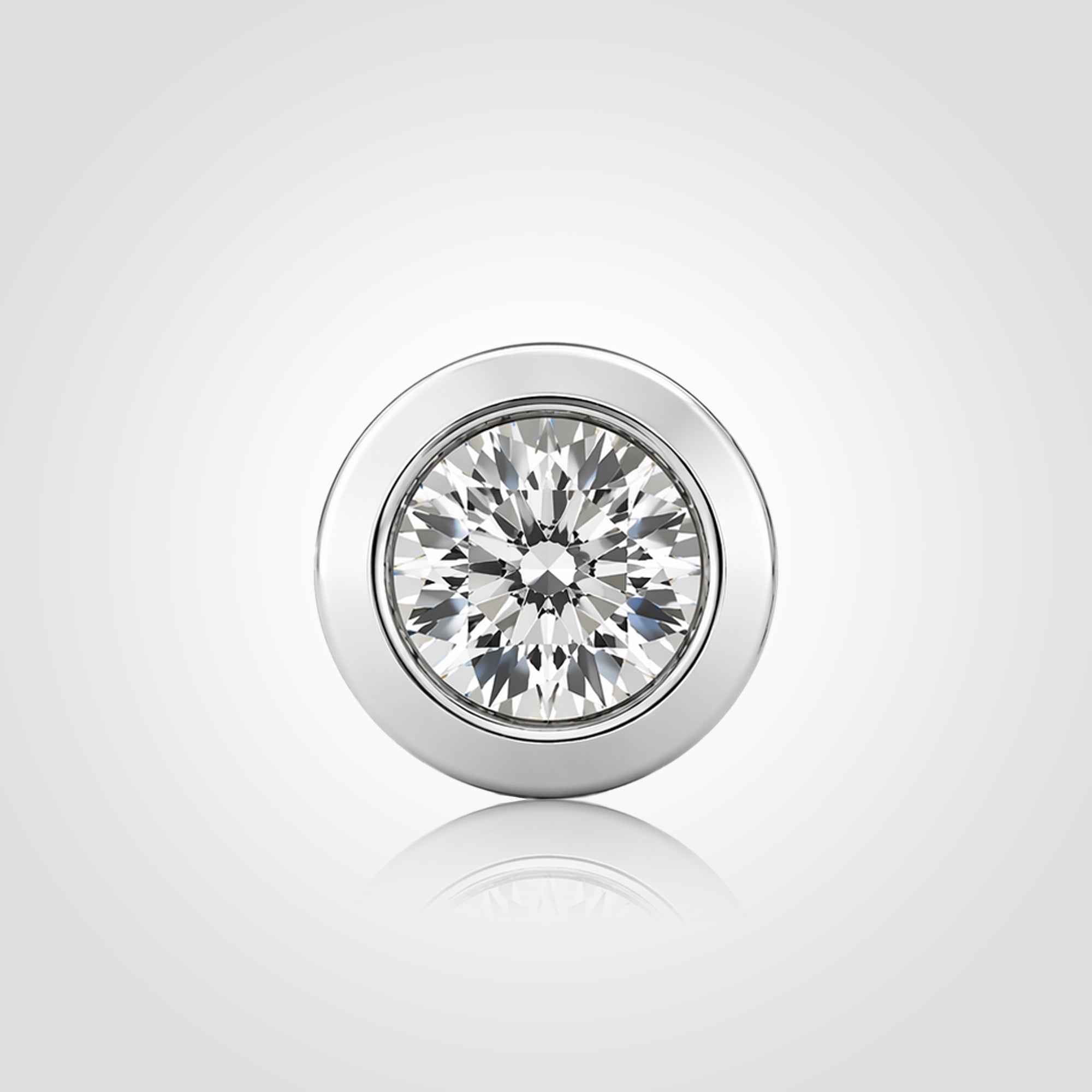 mens bezel diamond stud earring 1ct round lab diamond white gold bold larger look modern clean design