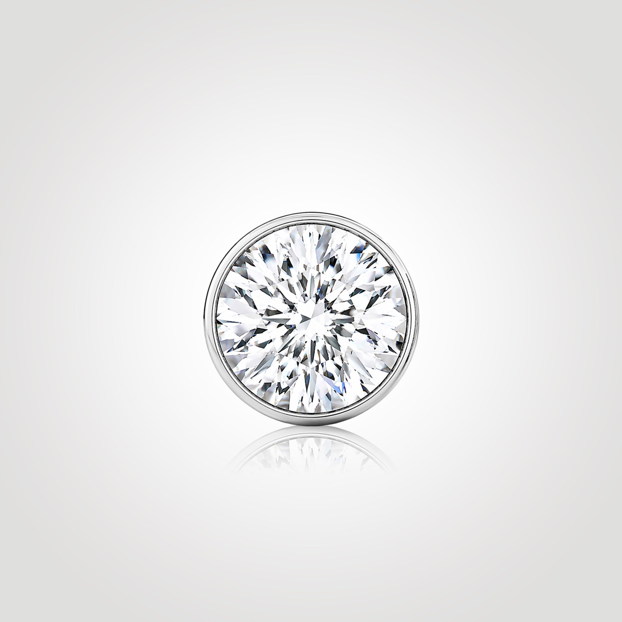 thin bezel diamond stud earring for men front view white gold 1ct round lab diamond clean minimal design subtle modern luxury