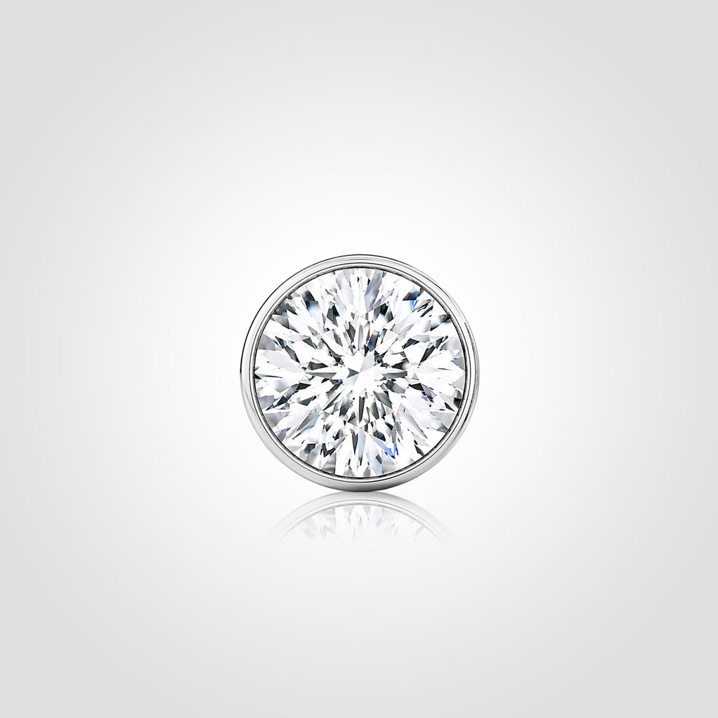 mens bezel diamond stud earring 1ct round lab diamond white gold clean balanced look modern everyday style