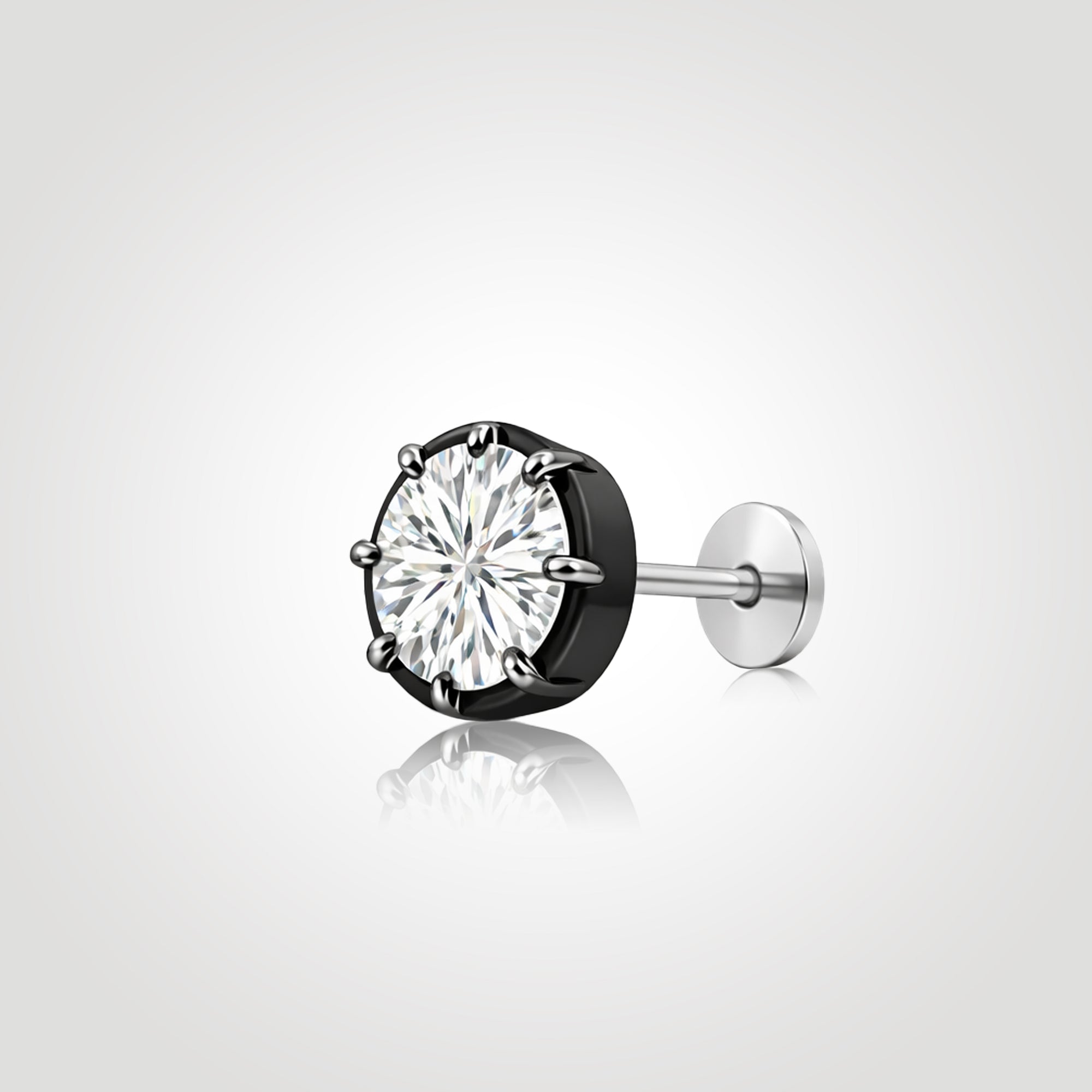 black gold diamond stud earring for men front view 1ct round brilliant lab grown diamond six prong setting clean minimal design