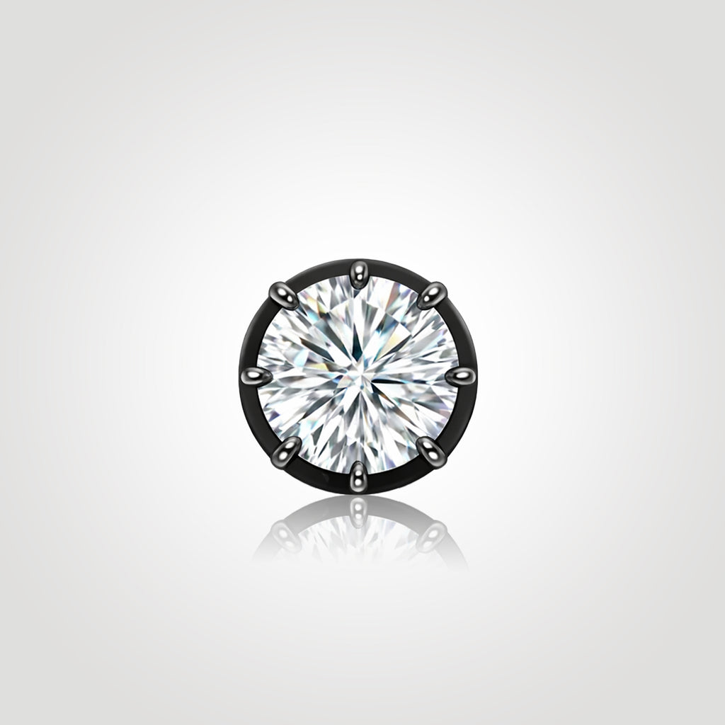 mens black gold diamond stud earring 1ct round lab diamond bold strong masculine look modern statement stud