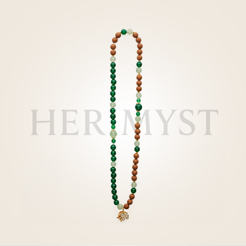 HERIMYST Bì Bō (Flowing Mind) incense bead necklace – agarwood and aventurine wearable incense for yoga and mindful flow