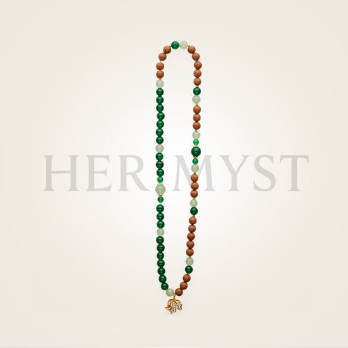 HERIMYST Bì Bō (Flowing Mind) incense bead necklace – agarwood and aventurine wearable incense for yoga and mindful flow