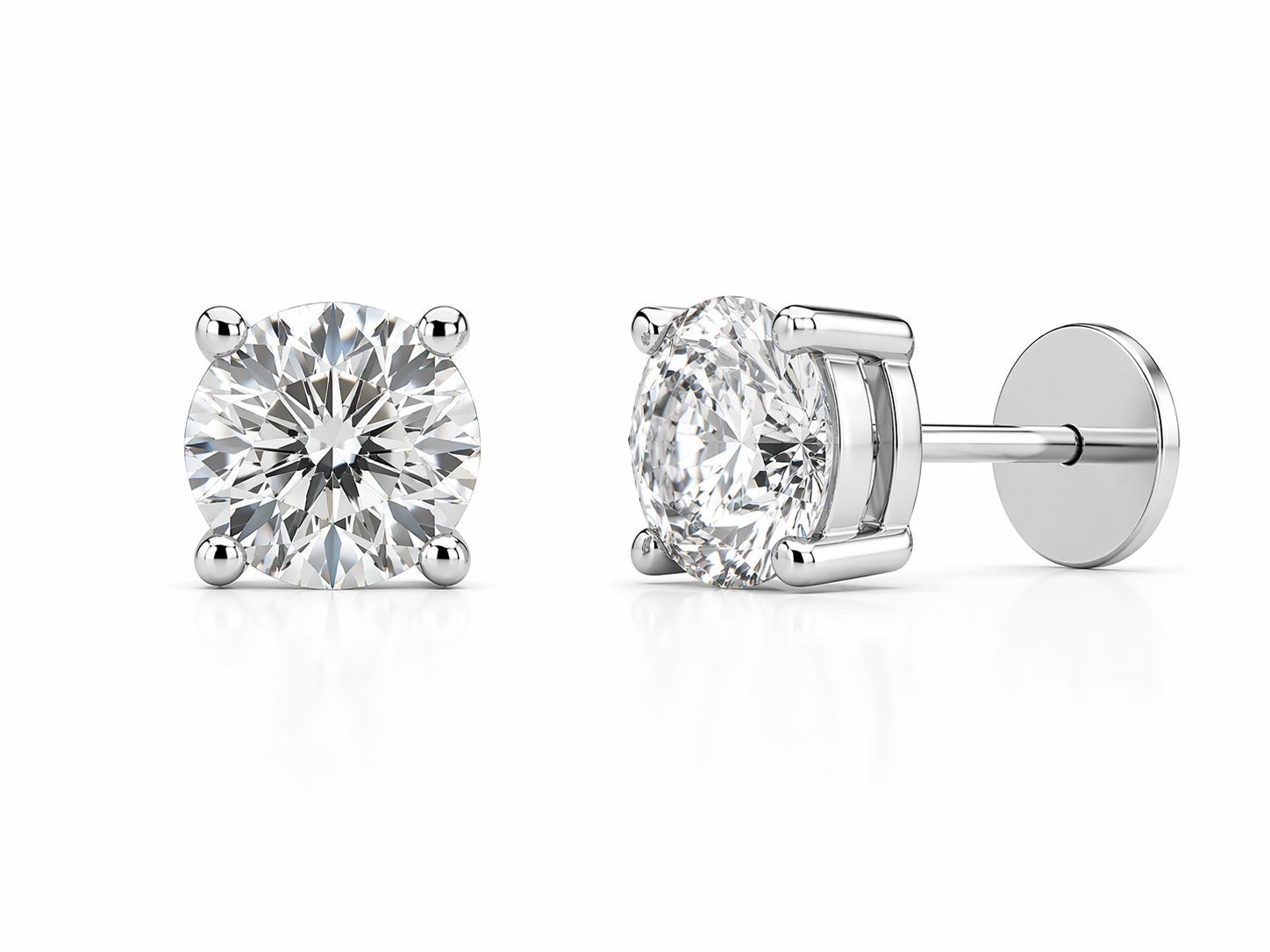 Four-Prong Diamond Stud Earring for Men | 14K White Gold | Lab-Grown Diamond