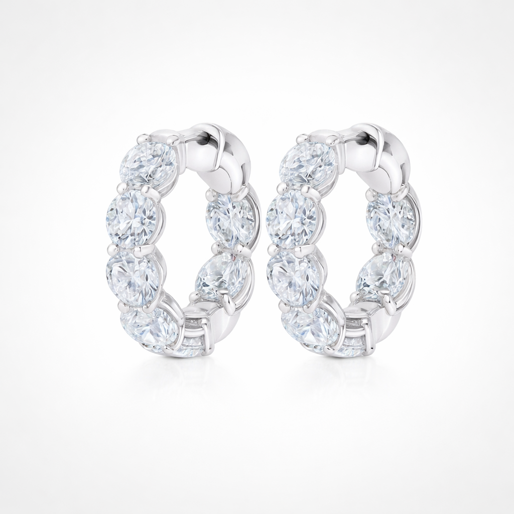 0.50ct lab-grown diamond huggie hoop earrings in 14K white gold, brilliant sparkle, everyday wear