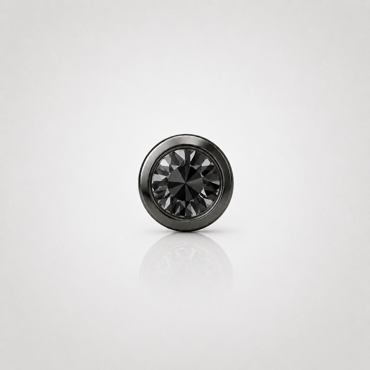 Natural Black Diamond Stud Earrings for Men | Recessed Bezel | 14K Black Gold | Structured Minimal Design