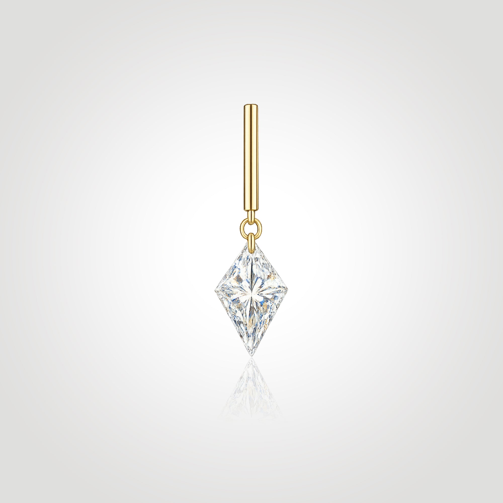 Men’s Kite Cut Diamond Drop Earring in 14K Gold – Minimal Floating Design Front View